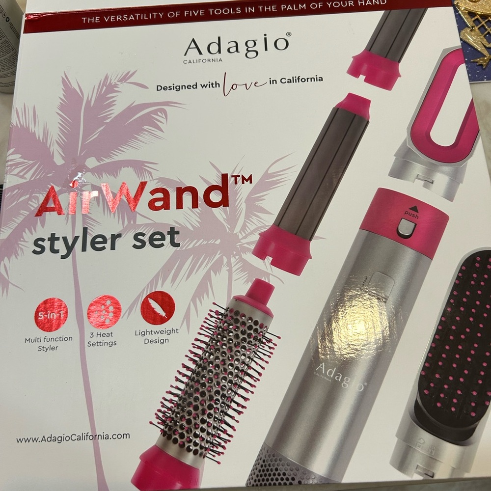 ADAGIO Air Wand Hair Styler Set with All Attachments New